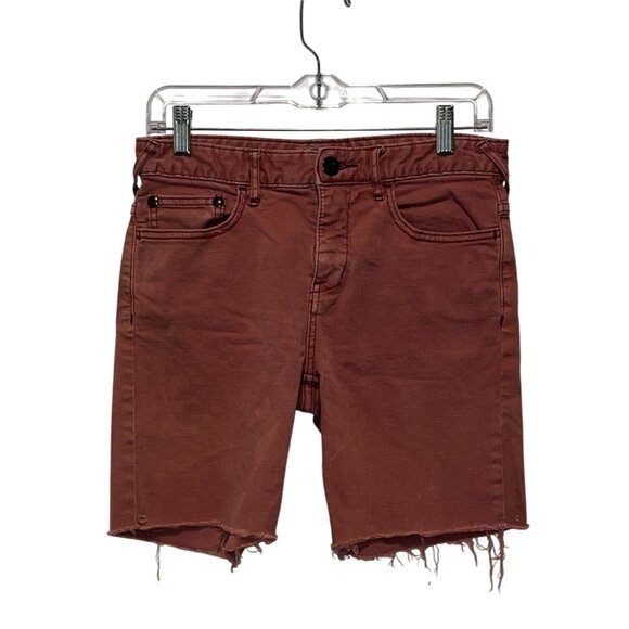Free People Red Distressed Rust Denim Cut off 5 Pockets Women's Shorts Size 28 - Picture 1 of 9